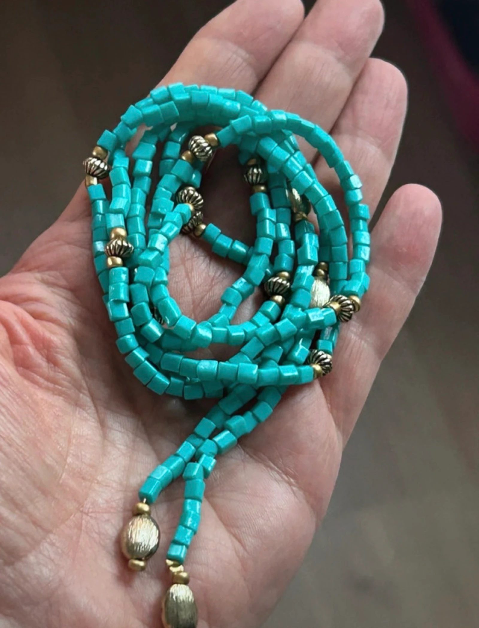 Collar vintage de  rocalla color turquesa multi posiciones  – photo 4